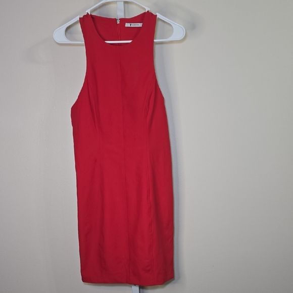 open lace back dress T by Alexander Wang // Red Satin Draped Dress – VSP Consignment main image 1